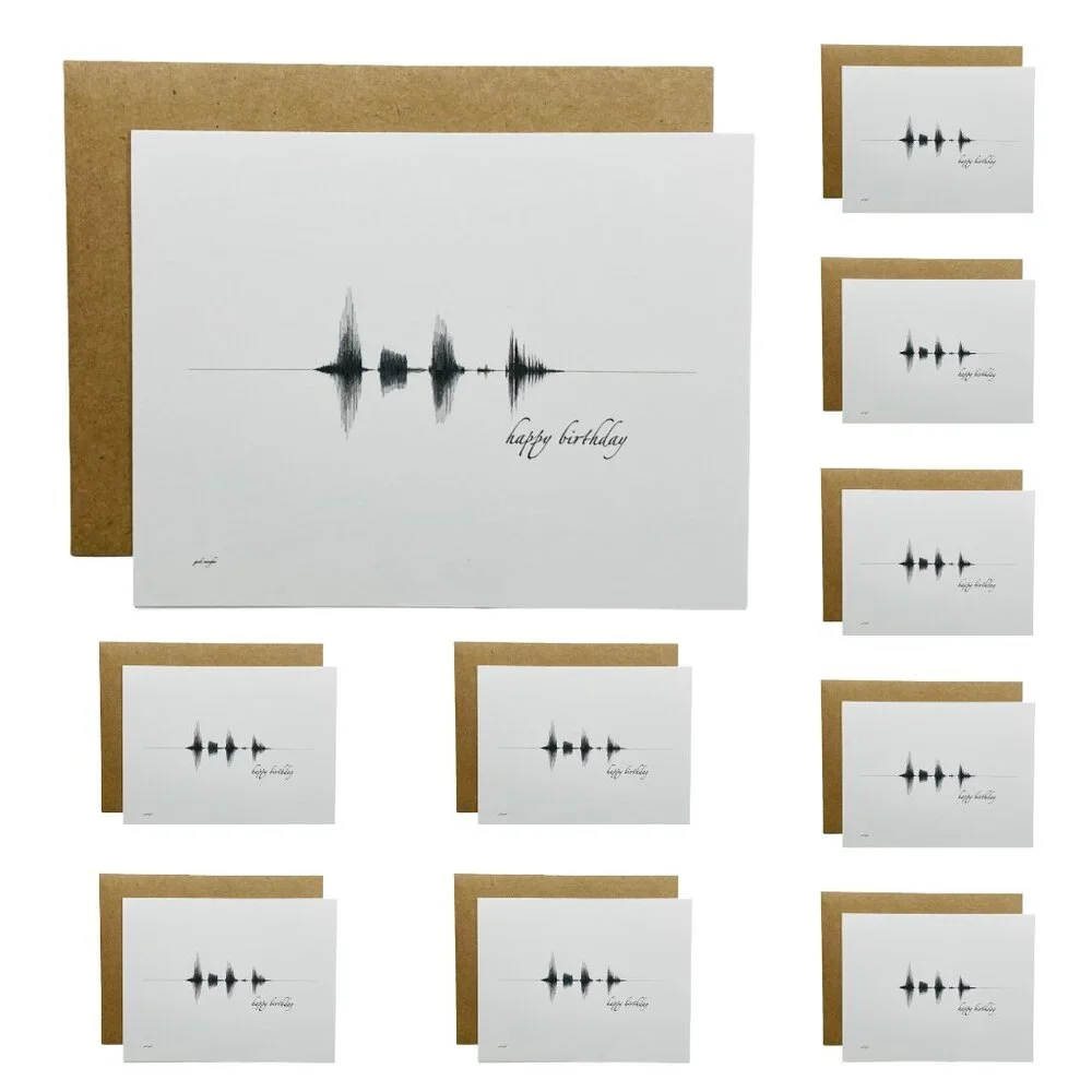 Happy Birthday Greeting Cards 10 Pack 4.25x5.5 Black White Envelopes Blank